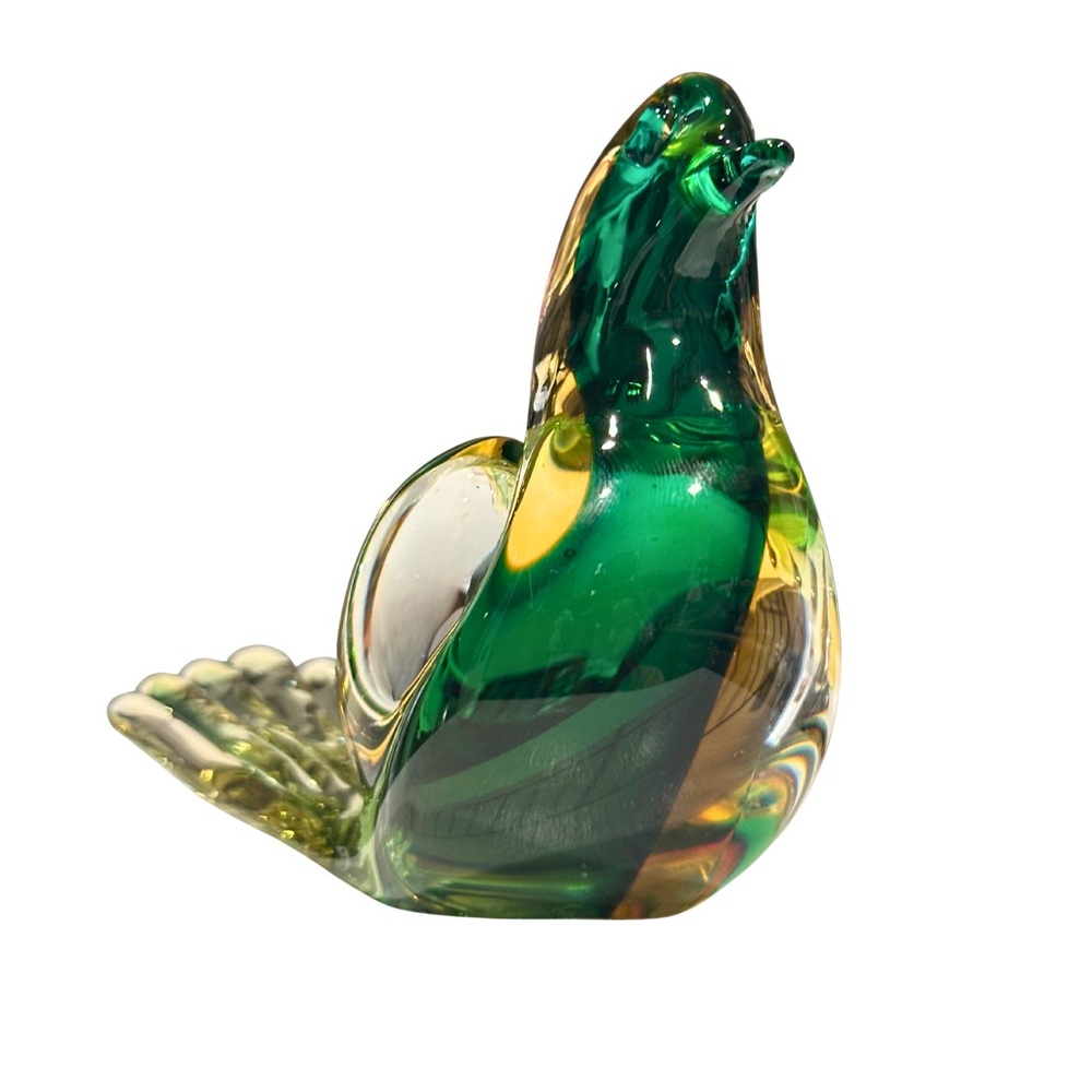 VTG Murano Green and Yellow Glass Bird Figurine - Picture 7 of 9